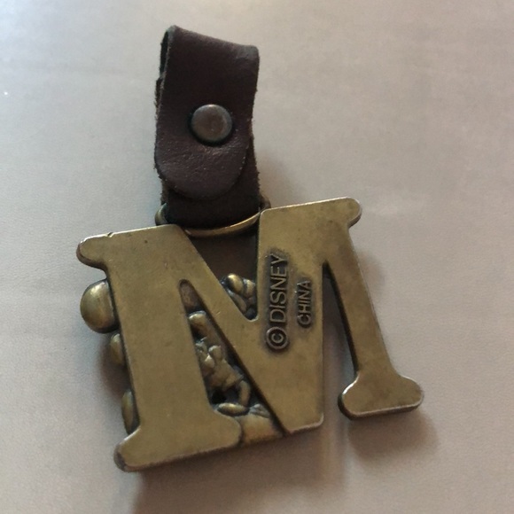 Disney “M” charm/ key ring brass color with brown leather loop. - Picture 3 of 8
